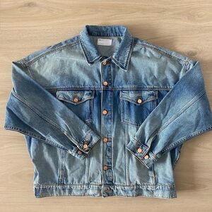 Mens Denim Jacket with Copper Buttons Size L